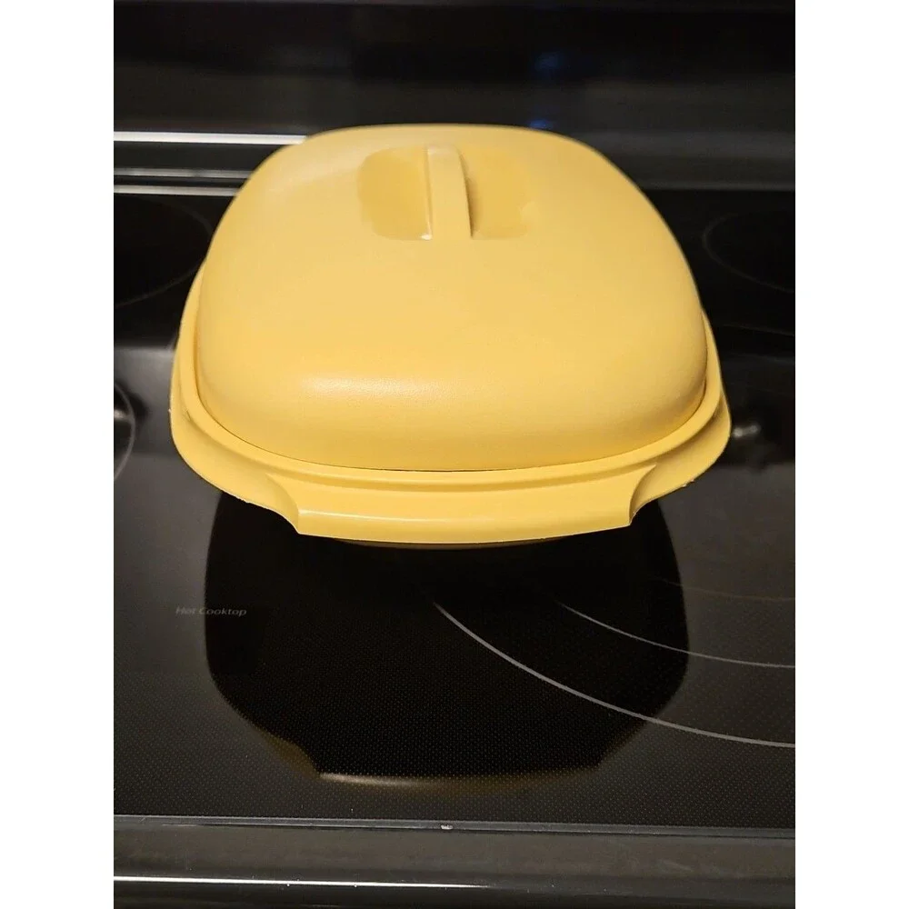 Vintage Tupperware Microwave Steamer #1273 Harvest Gold 3 Piece Set